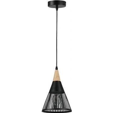 Ljuskrona med textilsladd HIRA 1xE27/60W/230V diameter 18 cm svart