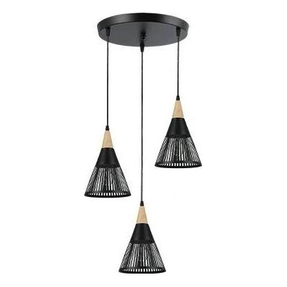 Ljuskrona med textilsladd HIRA 3xE27/60W/230V diameter 40 cm svart