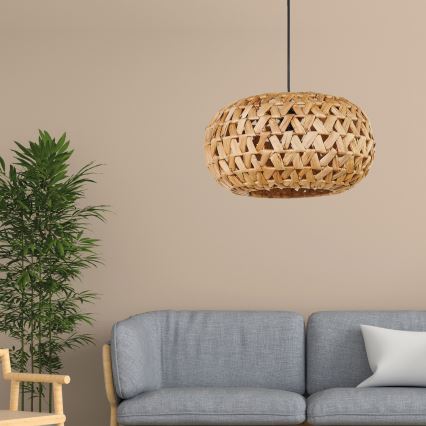 Ljuskrona med textilsladd HOSHI 1xE27/20W/230V diameter 38 cm hampa