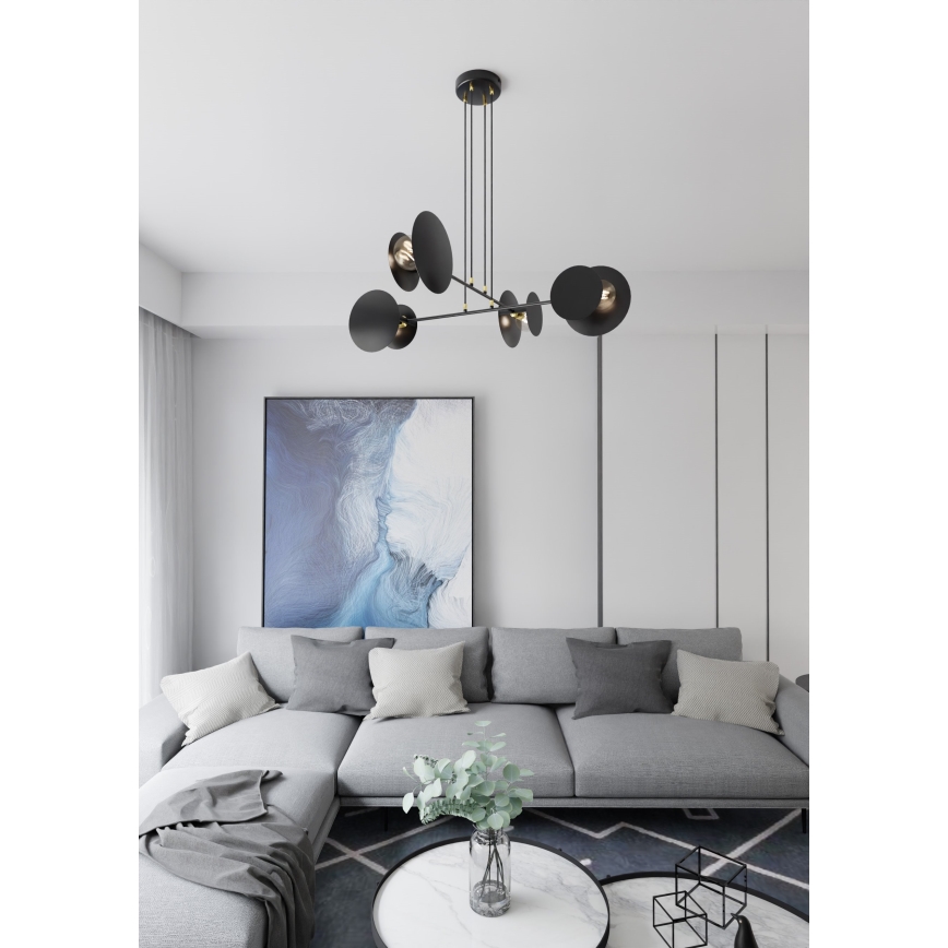 Ljuskrona med textilsladd IDEA 4xE27/15W/230V svart