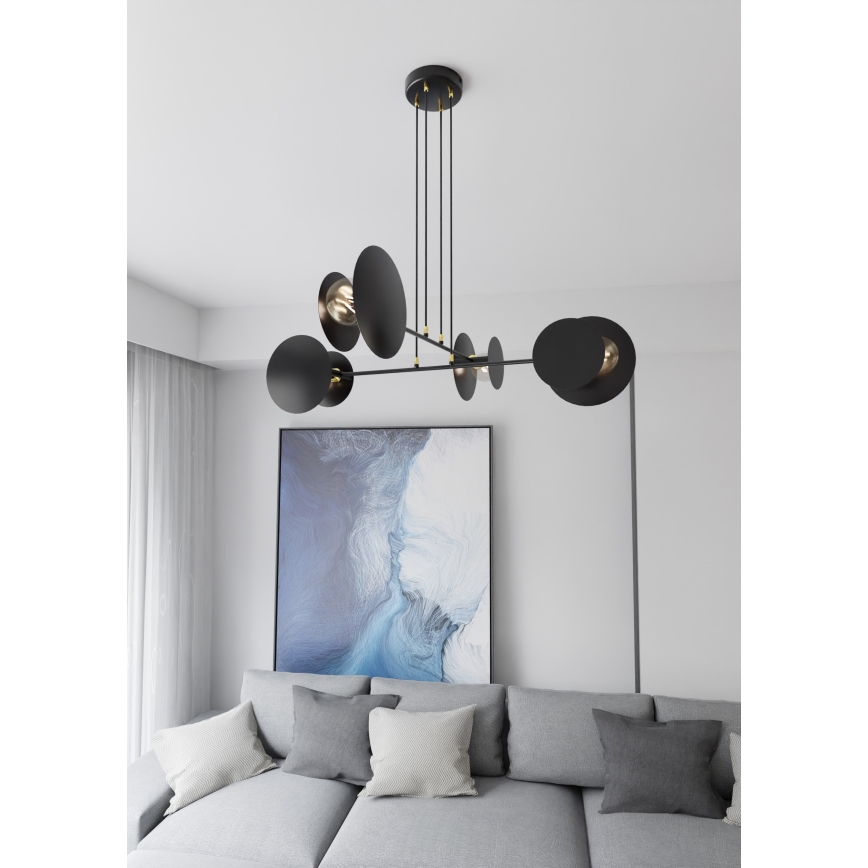 Ljuskrona med textilsladd IDEA 4xE27/15W/230V svart