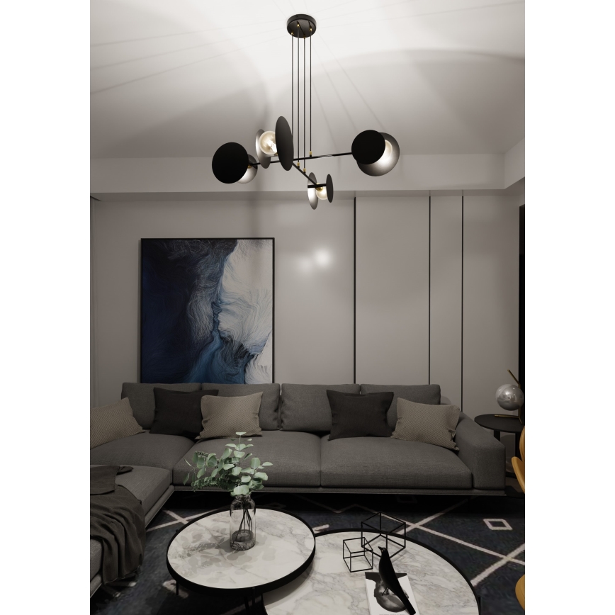 Ljuskrona med textilsladd IDEA 4xE27/15W/230V svart