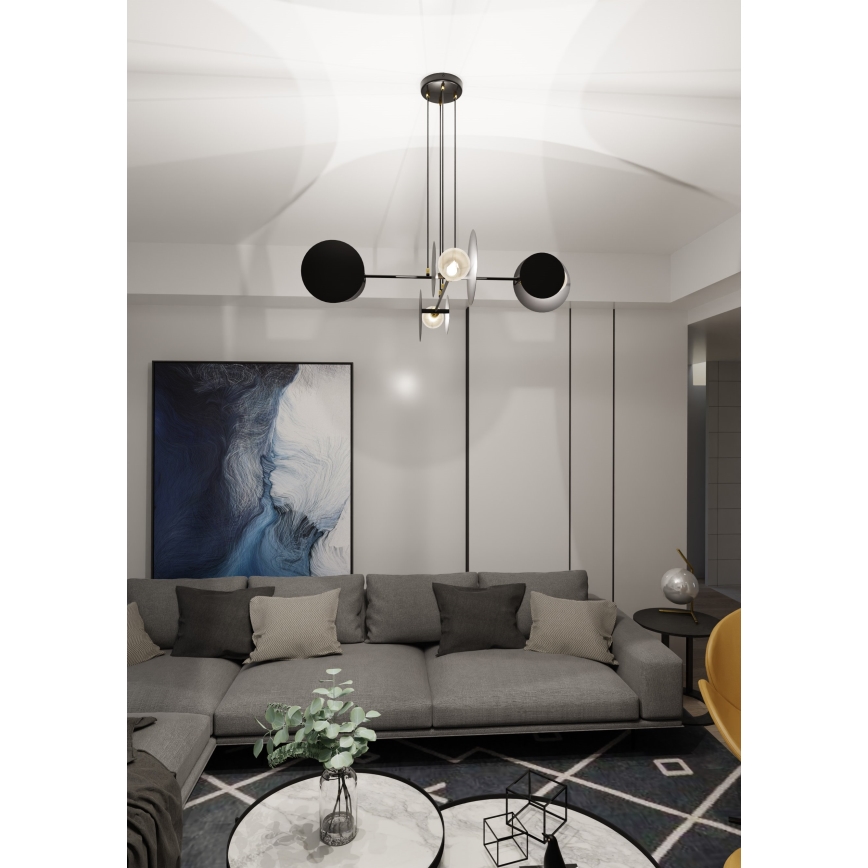 Ljuskrona med textilsladd IDEA 4xE27/15W/230V svart
