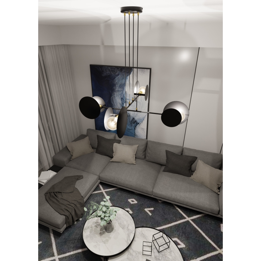 Ljuskrona med textilsladd IDEA 4xE27/15W/230V svart