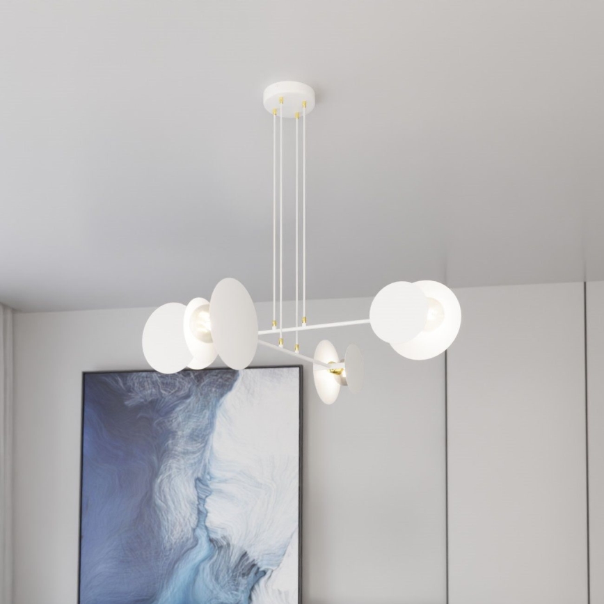 Ljuskrona med textilsladd IDEA 4xE27/15W/230V vit