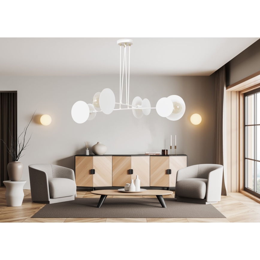 Ljuskrona med textilsladd IDEA 4xE27/15W/230V vit