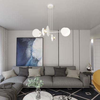 Ljuskrona med textilsladd IDEA 4xE27/15W/230V vit