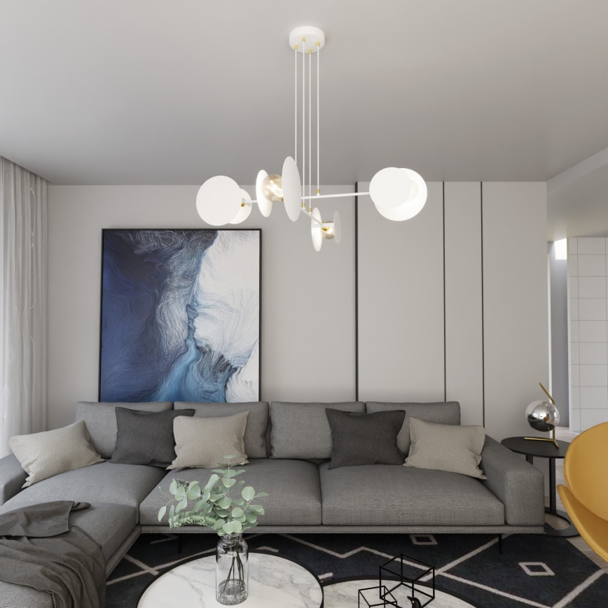 Ljuskrona med textilsladd IDEA 4xE27/15W/230V vit