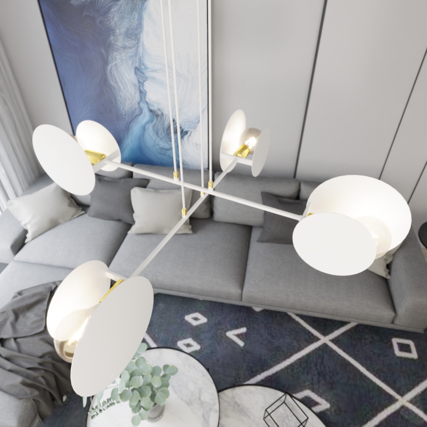 Ljuskrona med textilsladd IDEA 4xE27/15W/230V vit