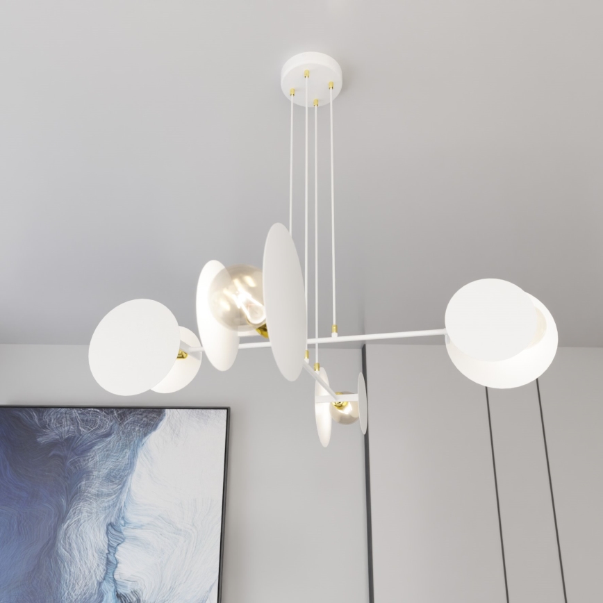 Ljuskrona med textilsladd IDEA 4xE27/15W/230V vit