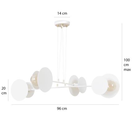 Ljuskrona med textilsladd IDEA 4xE27/15W/230V vit