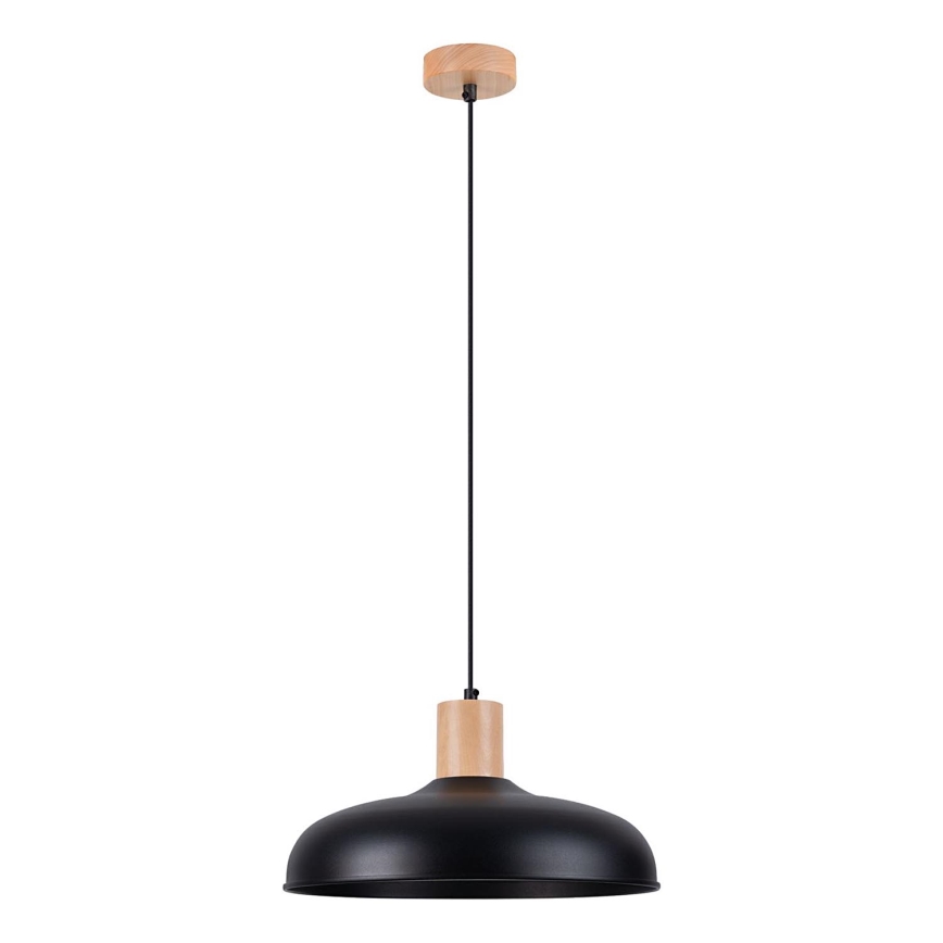Ljuskrona med textilsladd INDY 1xE27/15W/230V diameter 38 cm svart