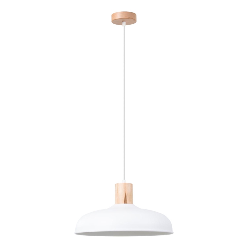 Ljuskrona med textilsladd INDY 1xE27/15W/230V diameter 38 cm vit