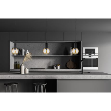 Ljuskrona med textilsladd JANTAR BLACK 1xE27/60W/230V