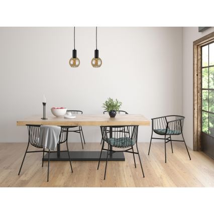 Ljuskrona med textilsladd JANTAR WOOD 2xE27/60W/230V