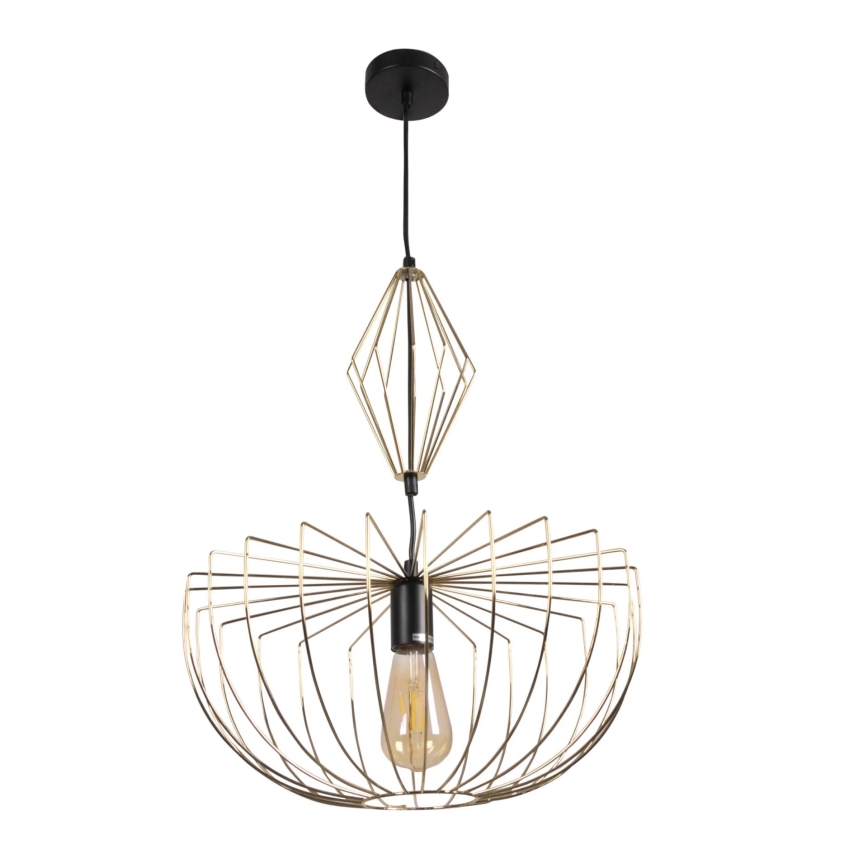 Ljuskrona med textilsladd JASMINA 1xE27/20W/230V diameter 40 cm guld