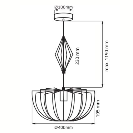 Ljuskrona med textilsladd JASMINA 1xE27/20W/230V diameter 40 cm guld