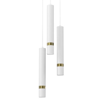 Ljuskrona med textilsladd JOKER 3xGU10/8W/230V vit/gyllene