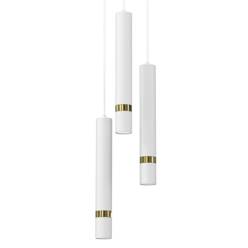 Ljuskrona med textilsladd JOKER 3xGU10/8W/230V vit/gyllene