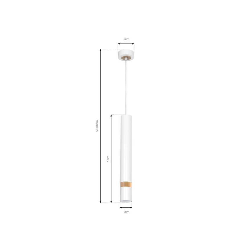 Ljuskrona med textilsladd JOKER WHITE WOOD 1xGU10/8W/230V