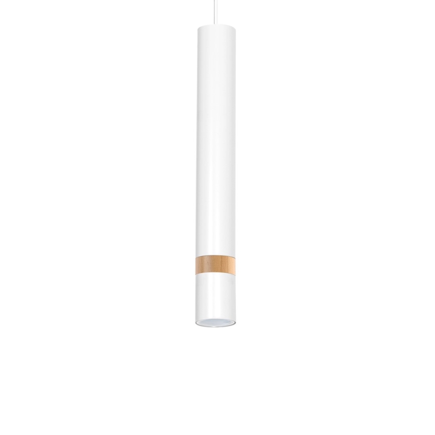 Ljuskrona med textilsladd JOKER WHITE WOOD 3xGU10/8W/230V