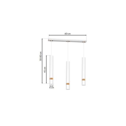 Ljuskrona med textilsladd JOKER WHITE WOOD 3xGU10/8W/230V