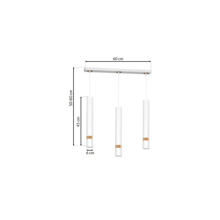 Ljuskrona med textilsladd JOKER WHITE WOOD 3xGU10/8W/230V
