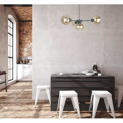 Ljuskrona med textilsladd KALIOPE 4xE27/60W/230V svart/rökig beige