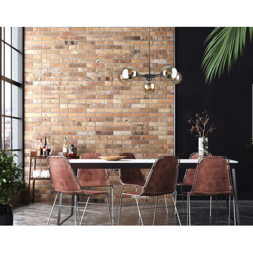 Ljuskrona med textilsladd KALIOPE II 6xE14/50W/230V svart/rökig beige