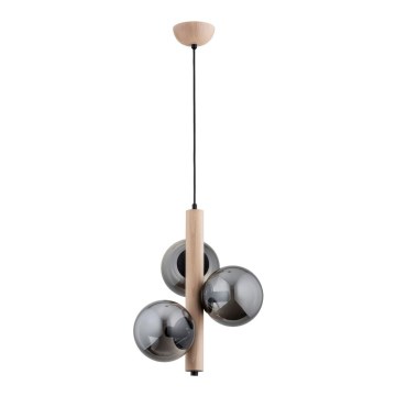 Ljuskrona med textilsladd KANET 3xE14/40W/230V beige/grå