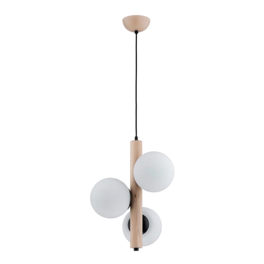 Ljuskrona med textilsladd KANET 3xE14/40W/230V beige/vit