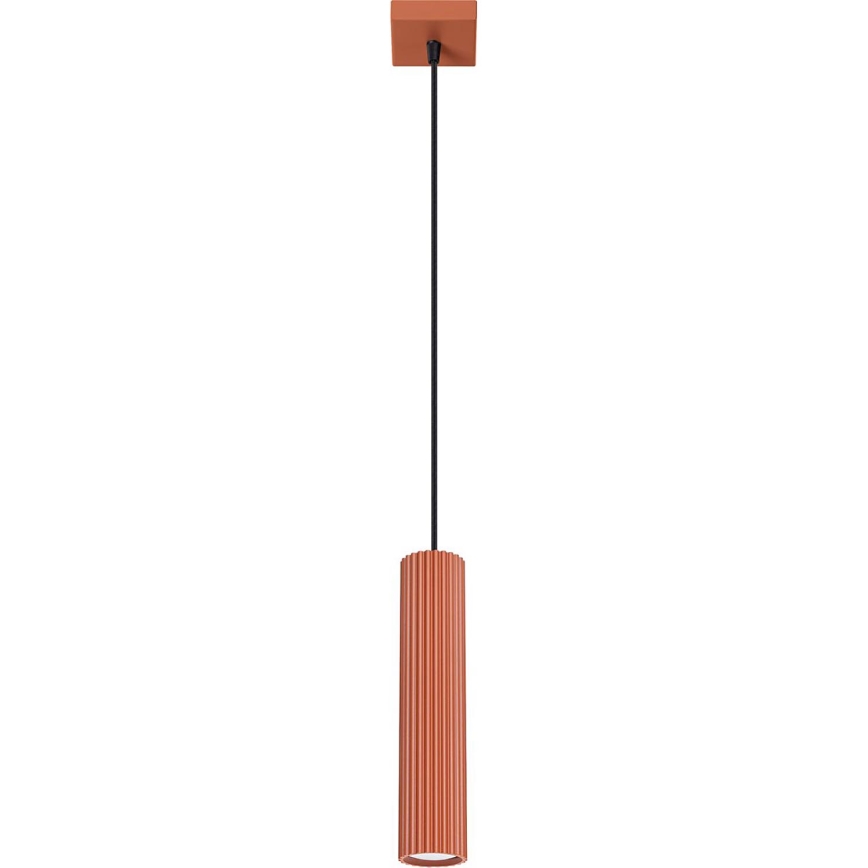 Ljuskrona med textilsladd KARBON 1xGU10/10W/230V röd
