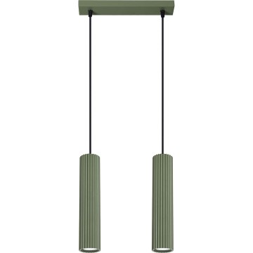 Ljuskrona med textilsladd KARBON 2xGU10/10W/230V grön
