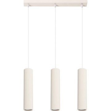 Ljuskrona med textilsladd KARBON 3xGU10/10W/230V grädde
