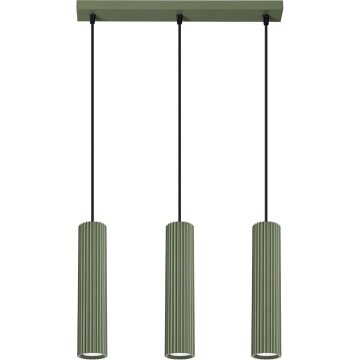 Ljuskrona med textilsladd KARBON 3xGU10/10W/230V grön