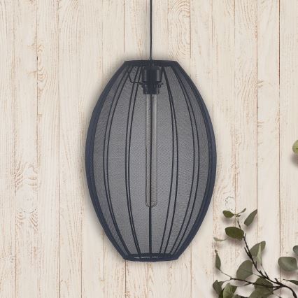 Ljuskrona med textilsladd KAREI 1xE27/20W/230V diameter 30 cm svart