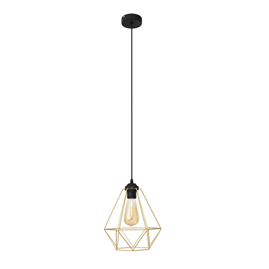 Ljuskrona med textilsladd KARO 1xE27/15W/230V guld/svart