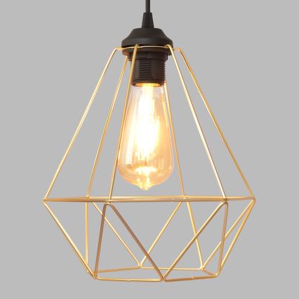 Ljuskrona med textilsladd KARO 1xE27/15W/230V guld/svart