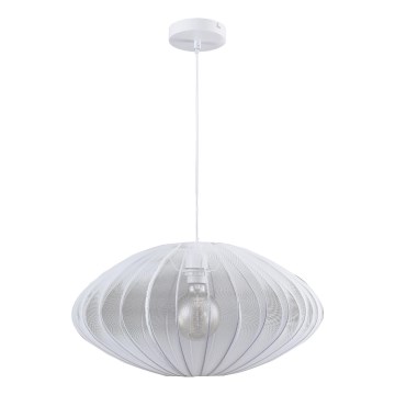 Ljuskrona med textilsladd KINU 1xE27/20W/230V diameter 50 cm vit