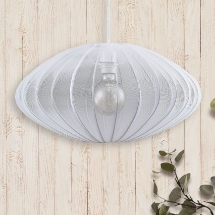 Ljuskrona med textilsladd KINU 1xE27/20W/230V diameter 50 cm vit