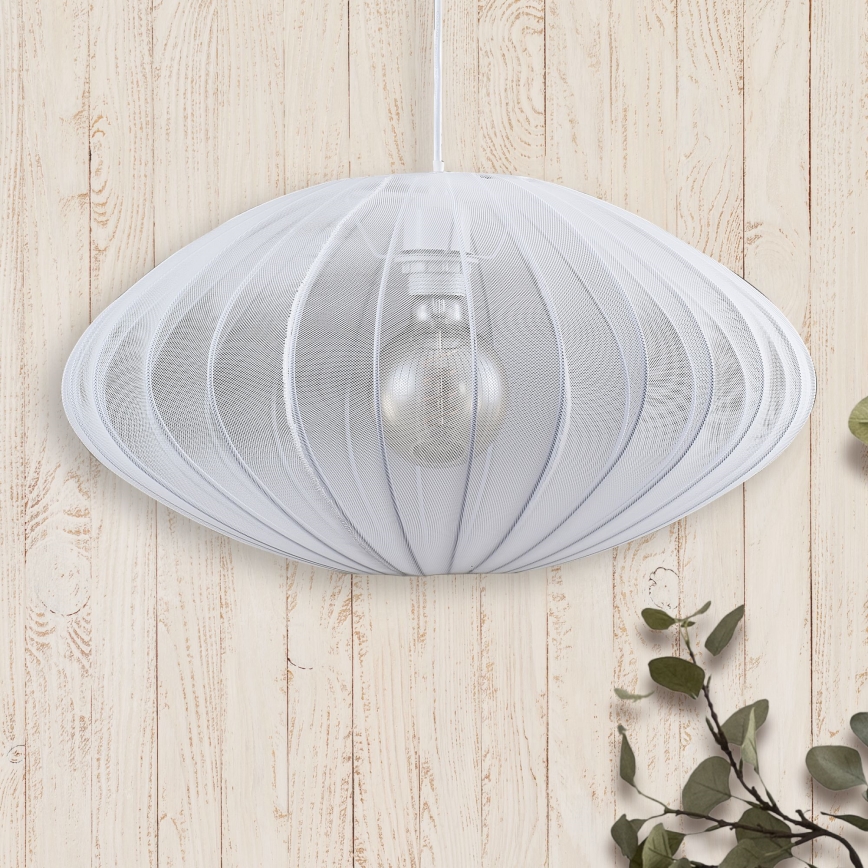 Ljuskrona med textilsladd KINU 1xE27/20W/230V diameter 50 cm vit