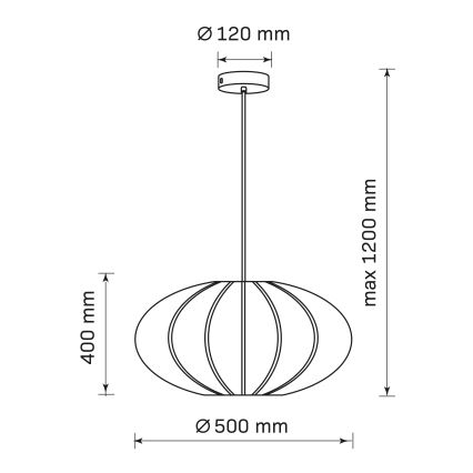 Ljuskrona med textilsladd KINU 1xE27/20W/230V diameter 50 cm vit