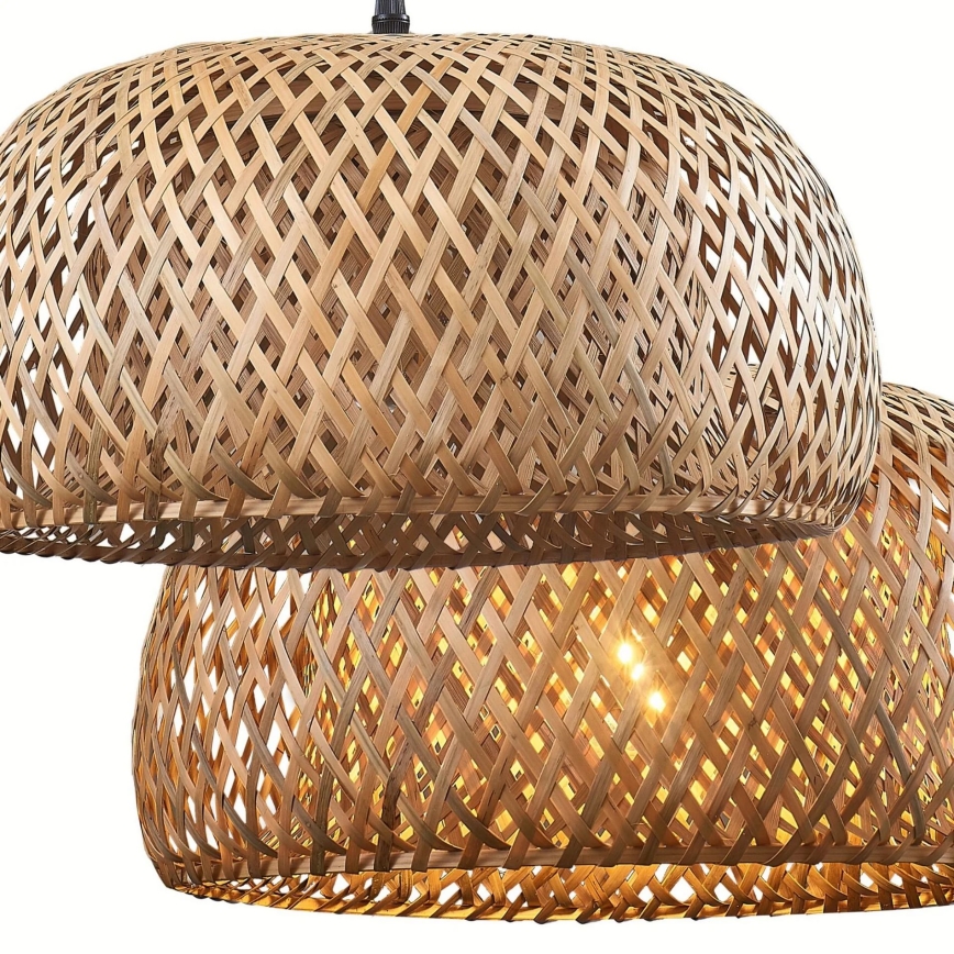 Ljuskrona med textilsladd KORFU 1xE27/20W/230V diameter 38 cm bambu