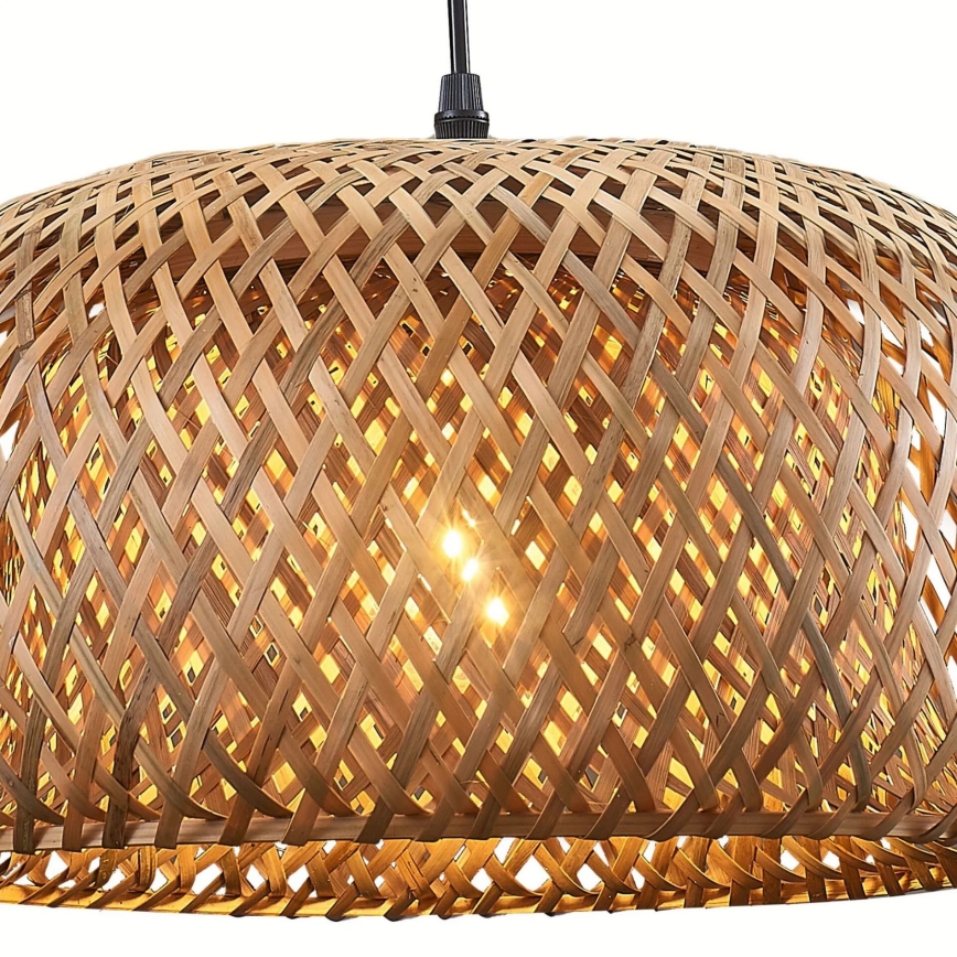 Ljuskrona med textilsladd KORFU 1xE27/20W/230V diameter 38 cm bambu