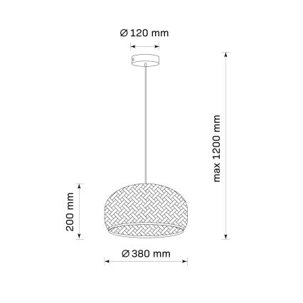 Ljuskrona med textilsladd KORFU 1xE27/20W/230V diameter 38 cm bambu