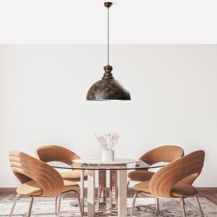 Ljuskrona med textilsladd KURE 1xE27/40W/230V diameter 40 cm grå