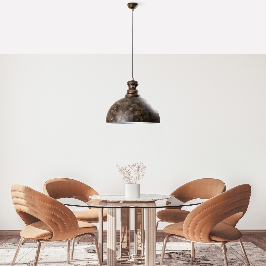 Ljuskrona med textilsladd KURE 1xE27/40W/230V diameter 40 cm grå