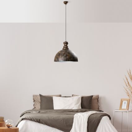 Ljuskrona med textilsladd KURE 1xE27/40W/230V diameter 40 cm grå