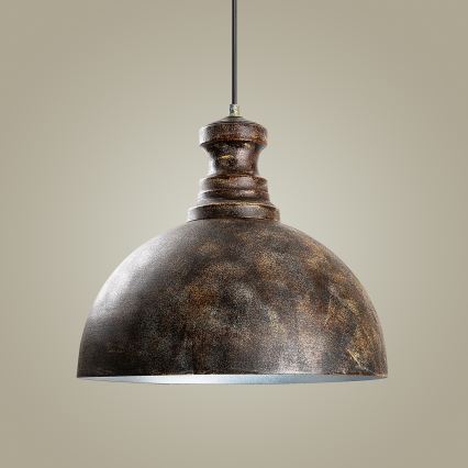 Ljuskrona med textilsladd KURE 1xE27/40W/230V diameter 40 cm grå
