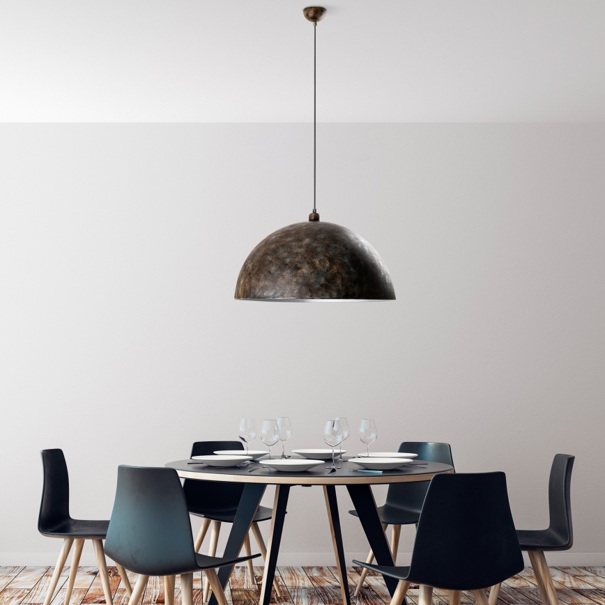 Ljuskrona med textilsladd KURE 1xE27/40W/230V diameter 60 cm grå